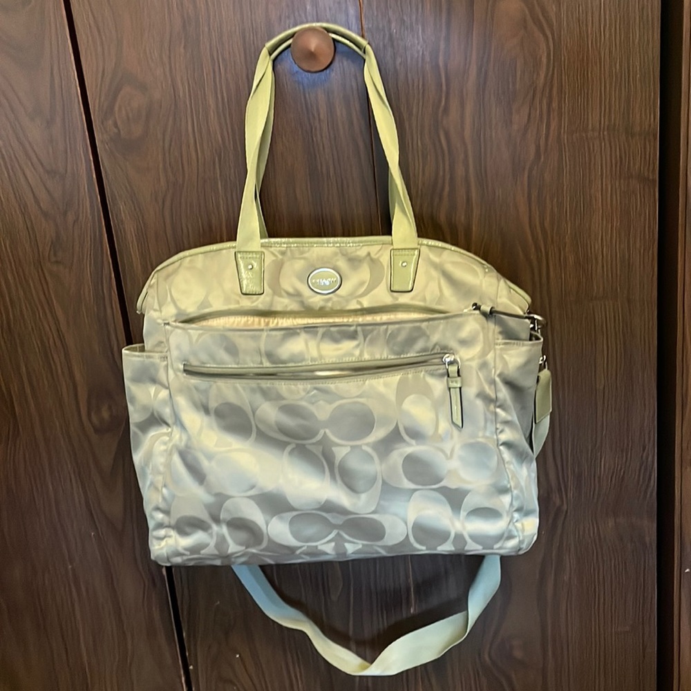 Beautiful green coach diaper bag
